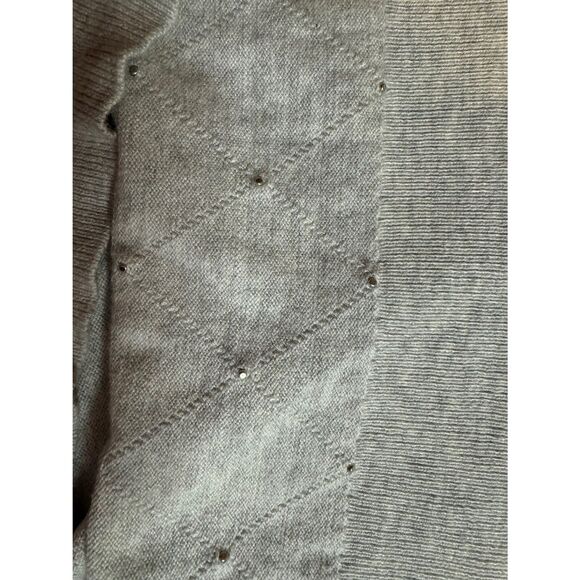 Womens Elle Size Medium Gray Sweater Faux Pearl Winter Work Business Holiday - Picture 10 of 10